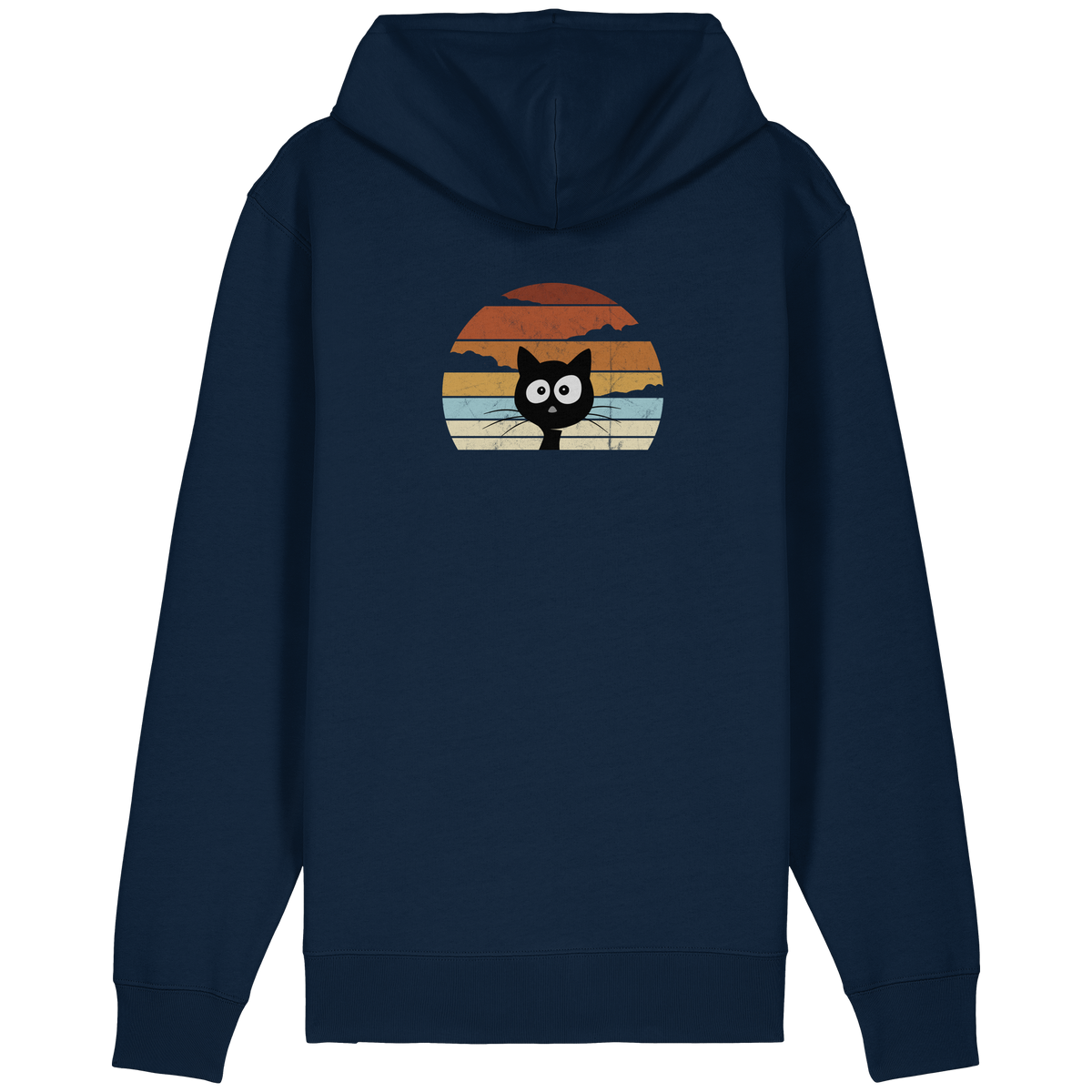 Retro schwarze Katze vor Sonnenuntergang - Organic Relaxed Zipper