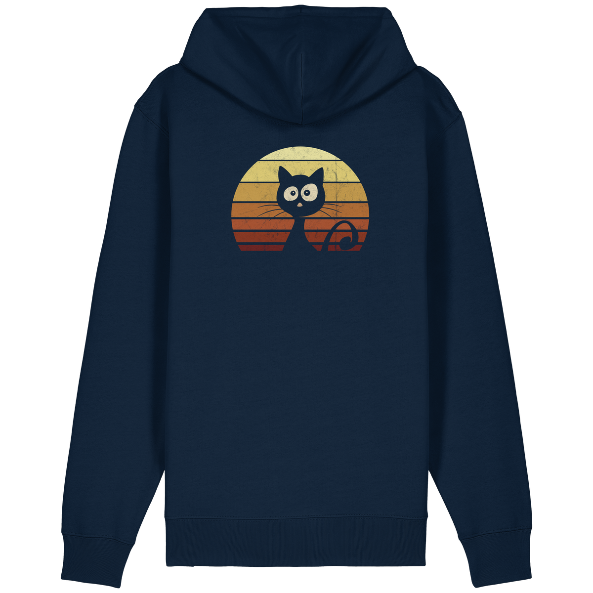 Katze vor Retro Sonnenuntergang - Organic Relaxed Zipper