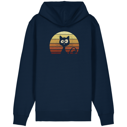Katze vor Retro Sonnenuntergang - Organic Relaxed Zipper