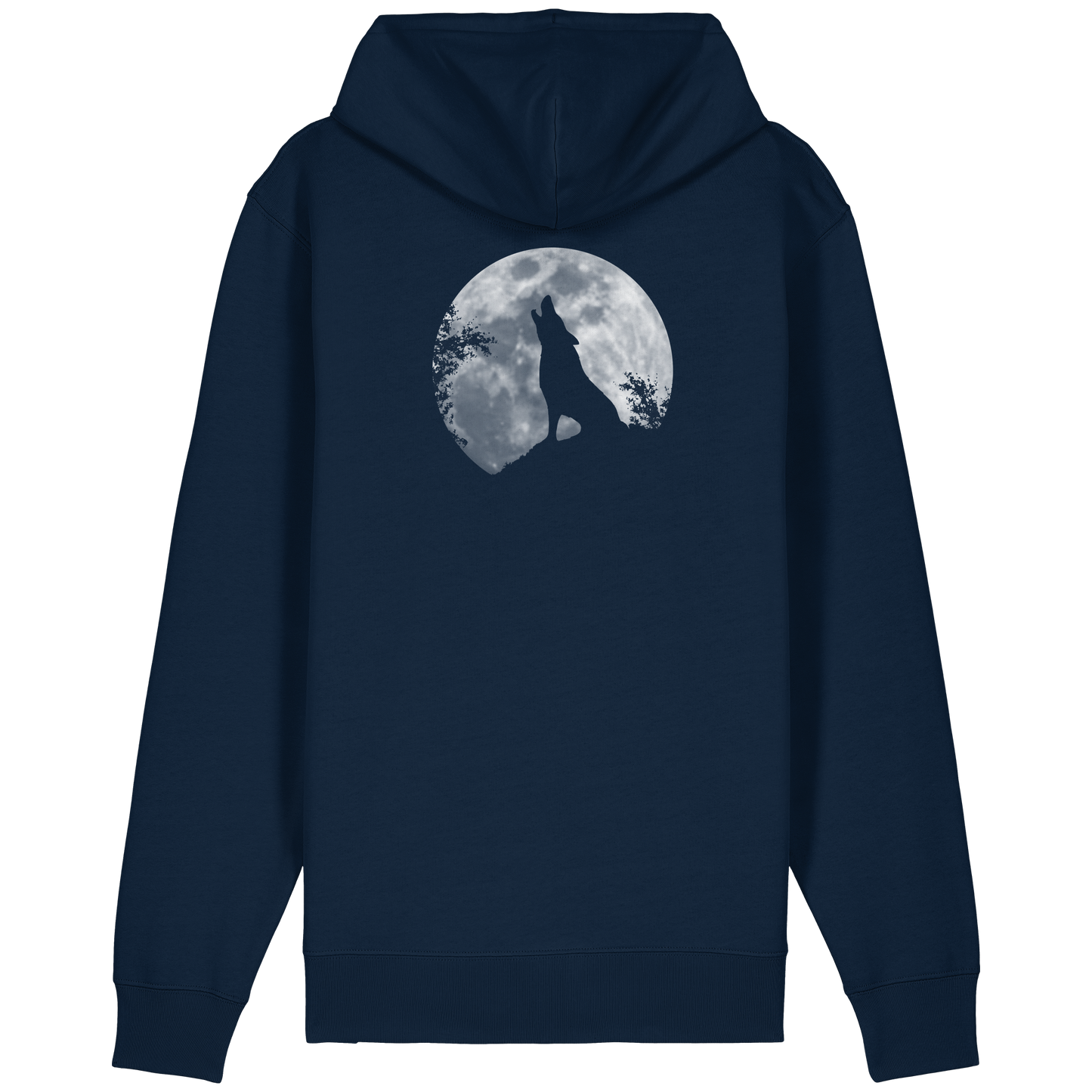 Heulender Wolf Silhouette vor Vollmond - Organic Relaxed Zipper