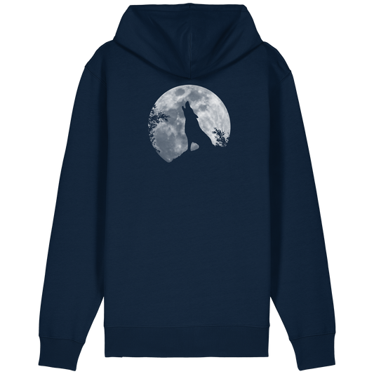 Heulender Wolf Silhouette vor Vollmond - Organic Relaxed Zipper