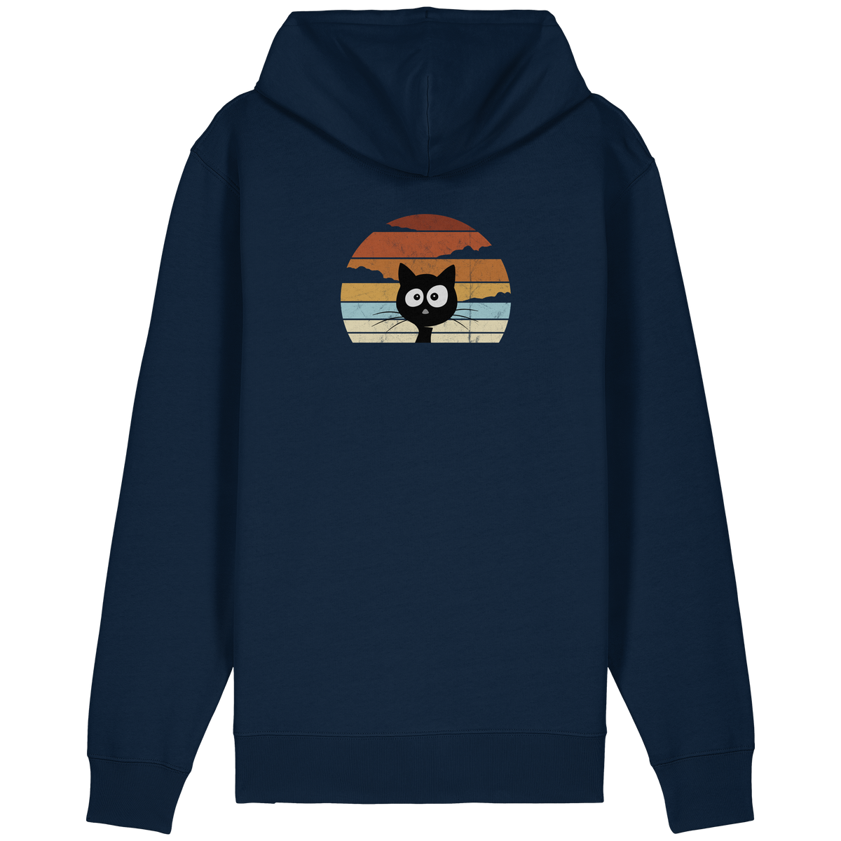 Retro schwarze Katze vor Sonnenuntergang - Organic Relaxed Zipper