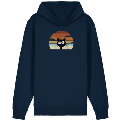 Retro schwarze Katze vor Sonnenuntergang - Organic Relaxed Zipper