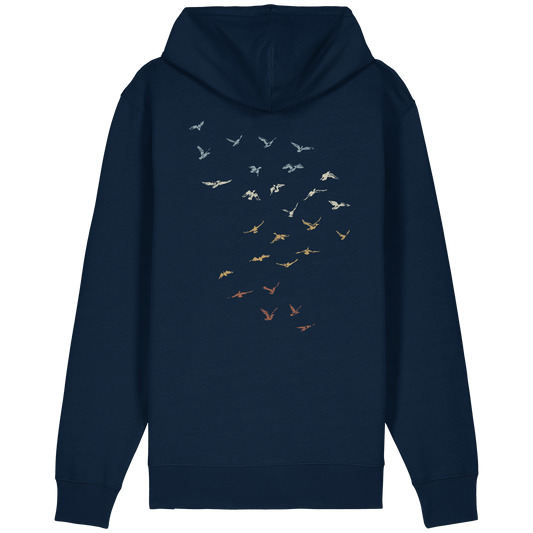 Retro Vogel Schwarm - Organic Relaxed Zipper
