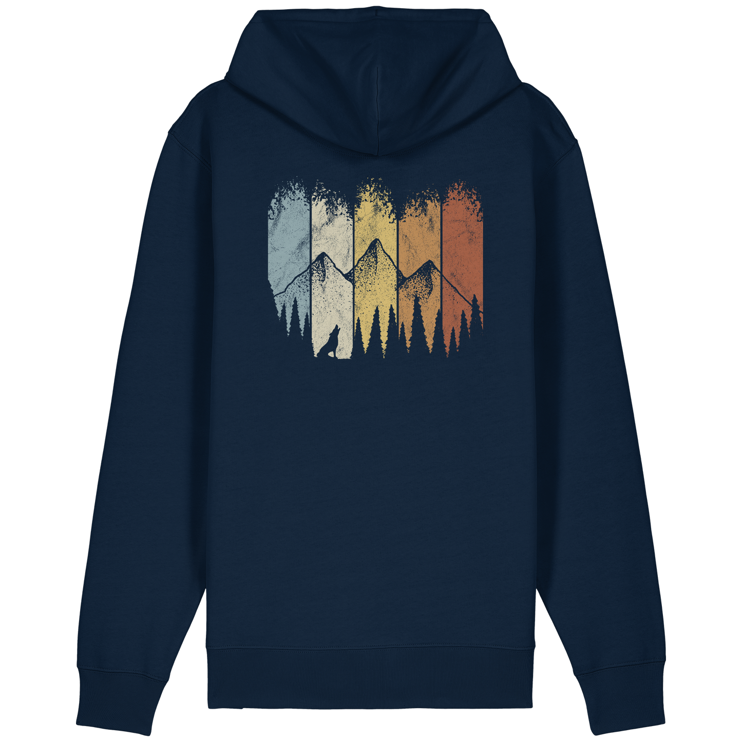 Retro Wald, Berge und Wolf  - Organic Relaxed Zipper