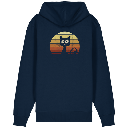 Katze vor Retro Sonnenuntergang - Organic Relaxed Zipper