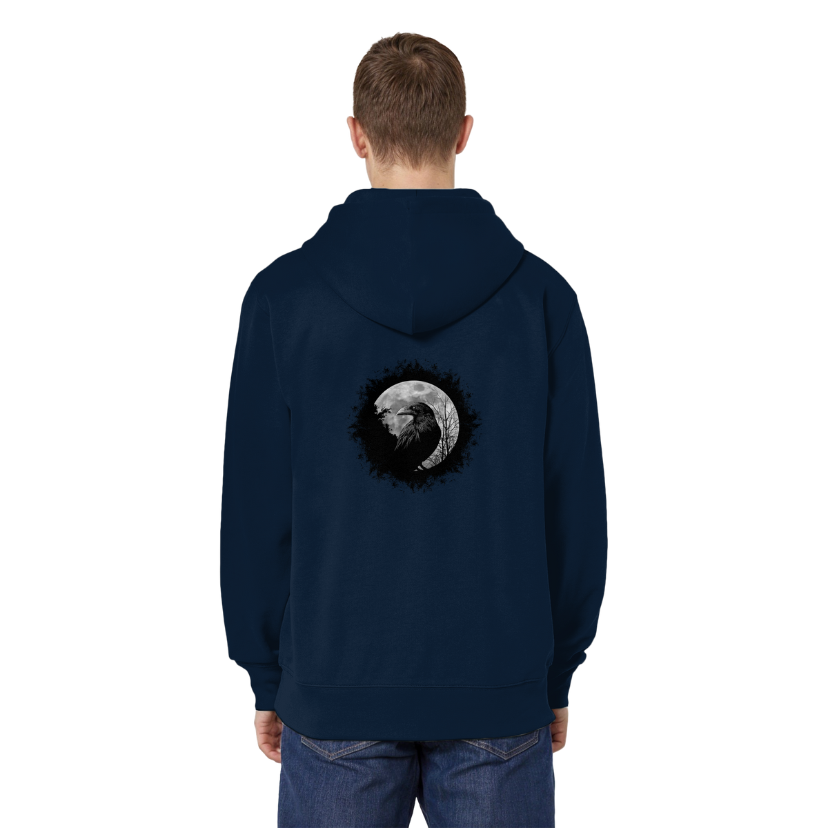 Schwarzer Rabe bei Vollmond  - Organic Relaxed Zipper