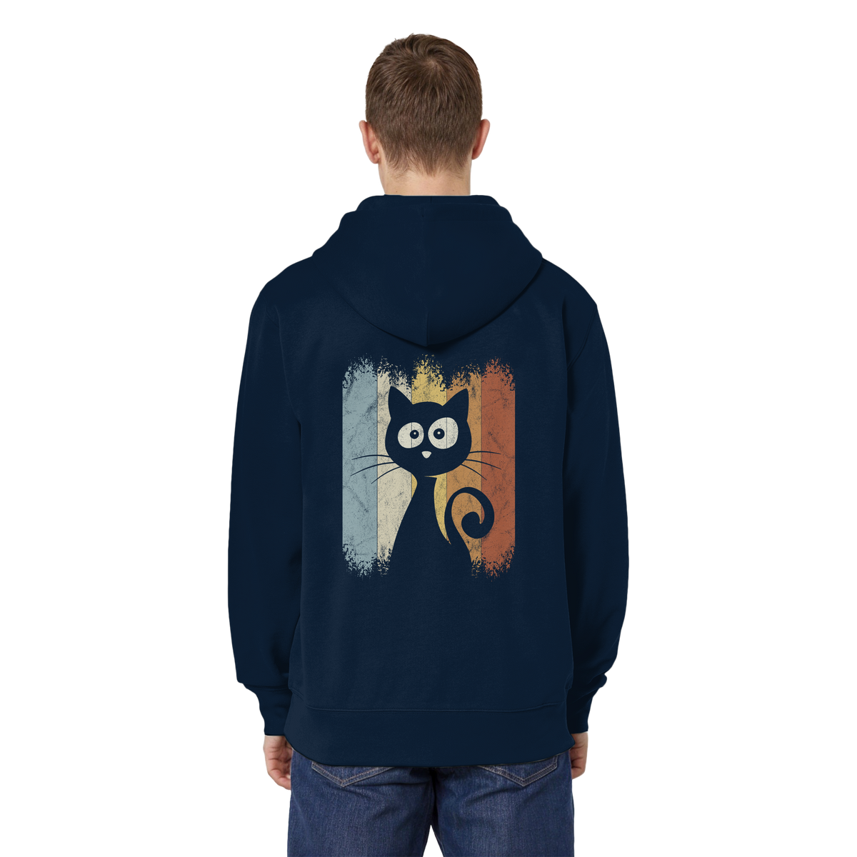Retro Katze Silhouette - Organic Relaxed Zipper