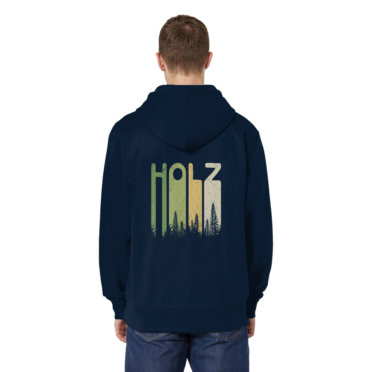 Holz Retro Wald Schriftzug - Organic Relaxed Zipper