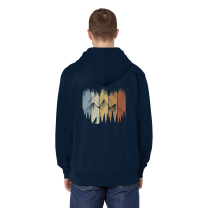 Retro Wald, Berge und Wolf  - Organic Relaxed Zipper
