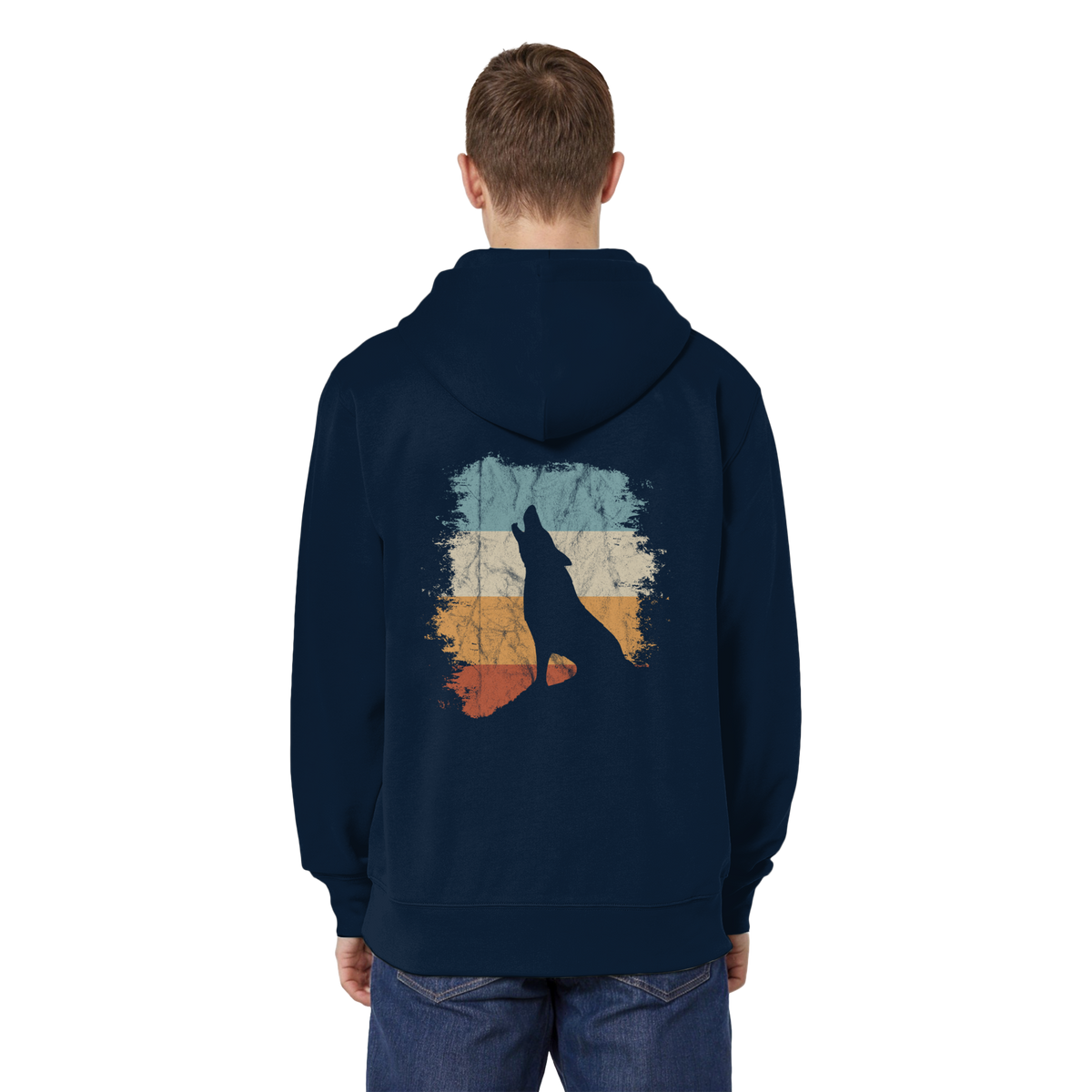 Retro Style lässig heulender Wolf  - Organic Relaxed Zipper