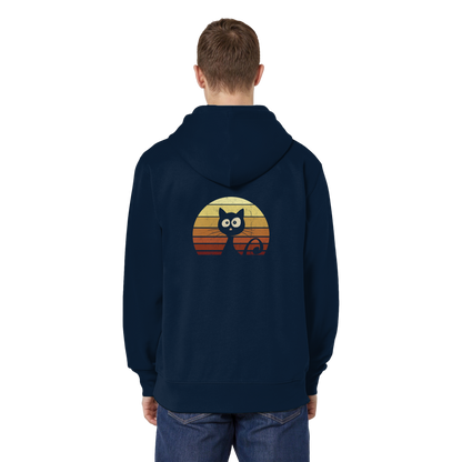 Katze vor Retro Sonnenuntergang - Organic Relaxed Zipper