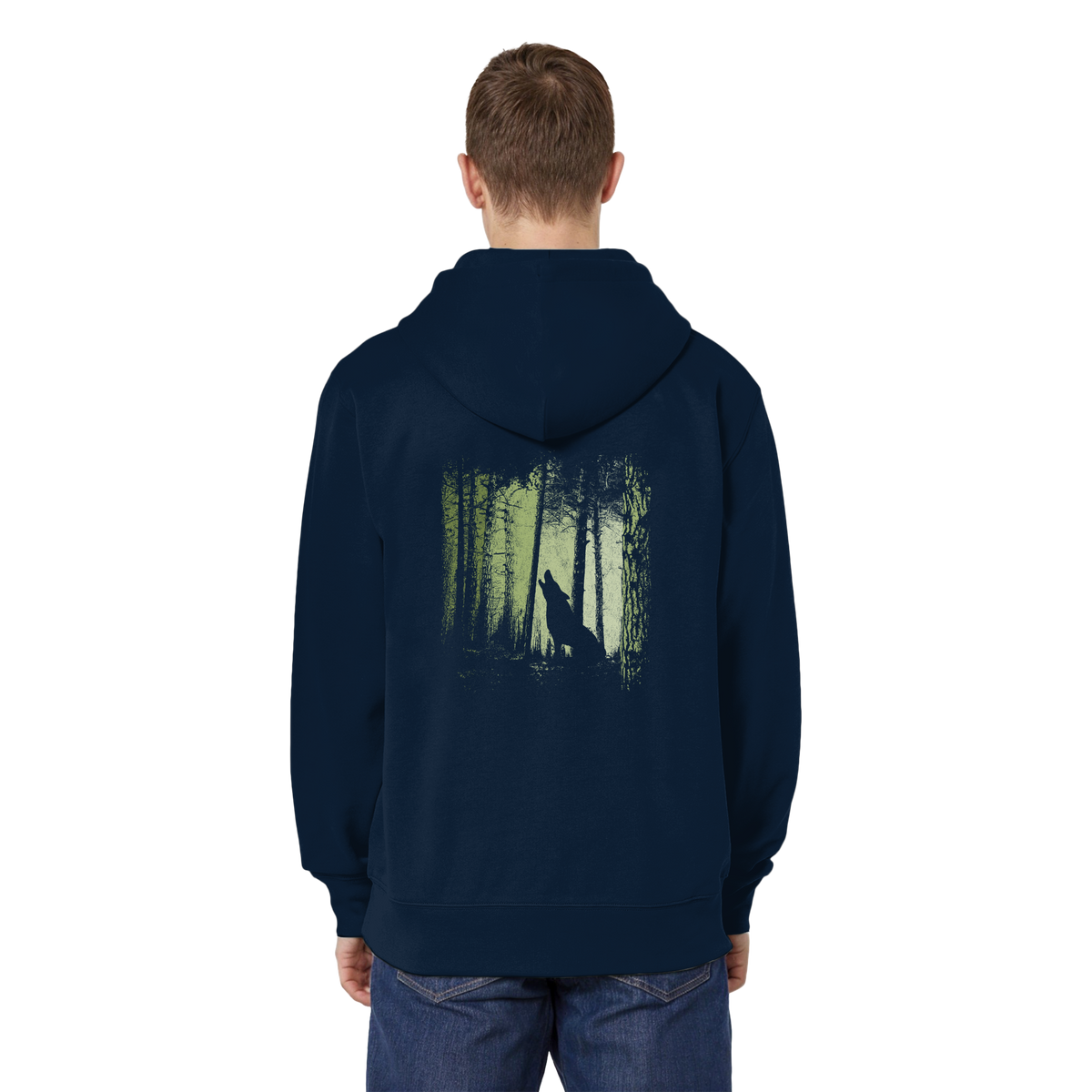 Einsamer Wolf im Zwielicht Wald  - Organic Relaxed Zipper