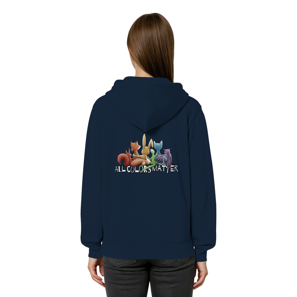 All Colors Matter! Regenbogen Tiere für Vielfalt - Organic Relaxed Zipper