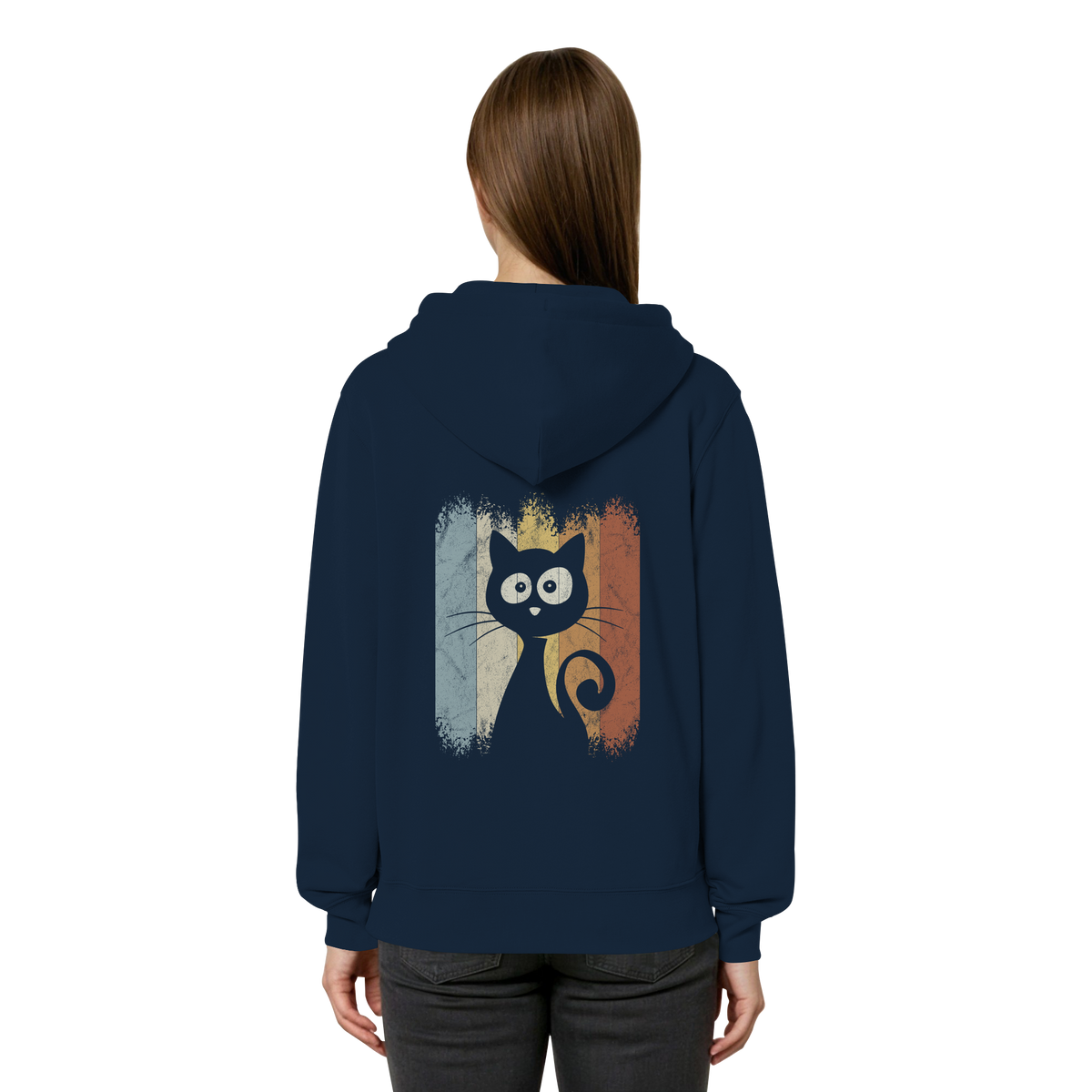 Retro Katze Silhouette - Organic Relaxed Zipper