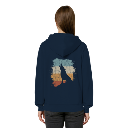 Retro Style lässig heulender Wolf  - Organic Relaxed Zipper