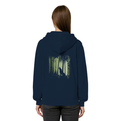 Einsamer Wolf im Zwielicht Wald  - Organic Relaxed Zipper