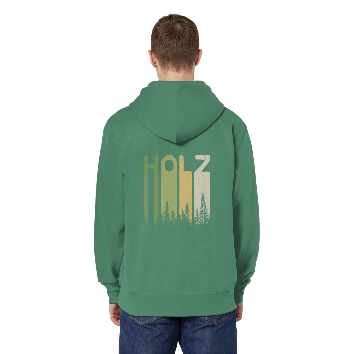 Holz Retro Wald Schriftzug - Organic Relaxed Zipper