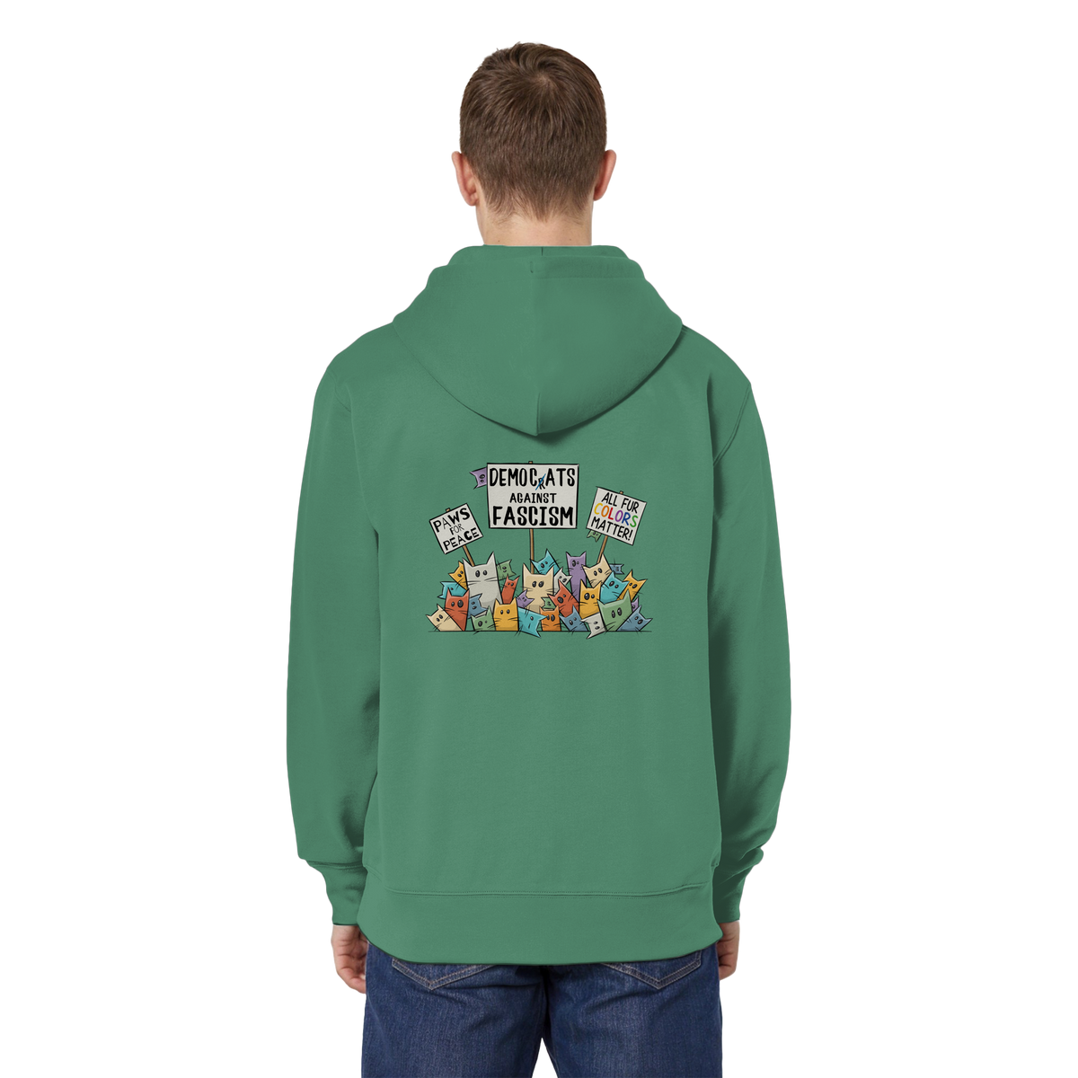 Demo-Katzen gegen Faschismus und für Vielfalt - Organic Relaxed Zipper