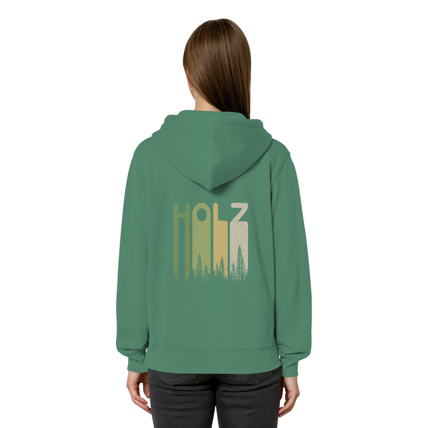 Holz Retro Wald Schriftzug - Organic Relaxed Zipper