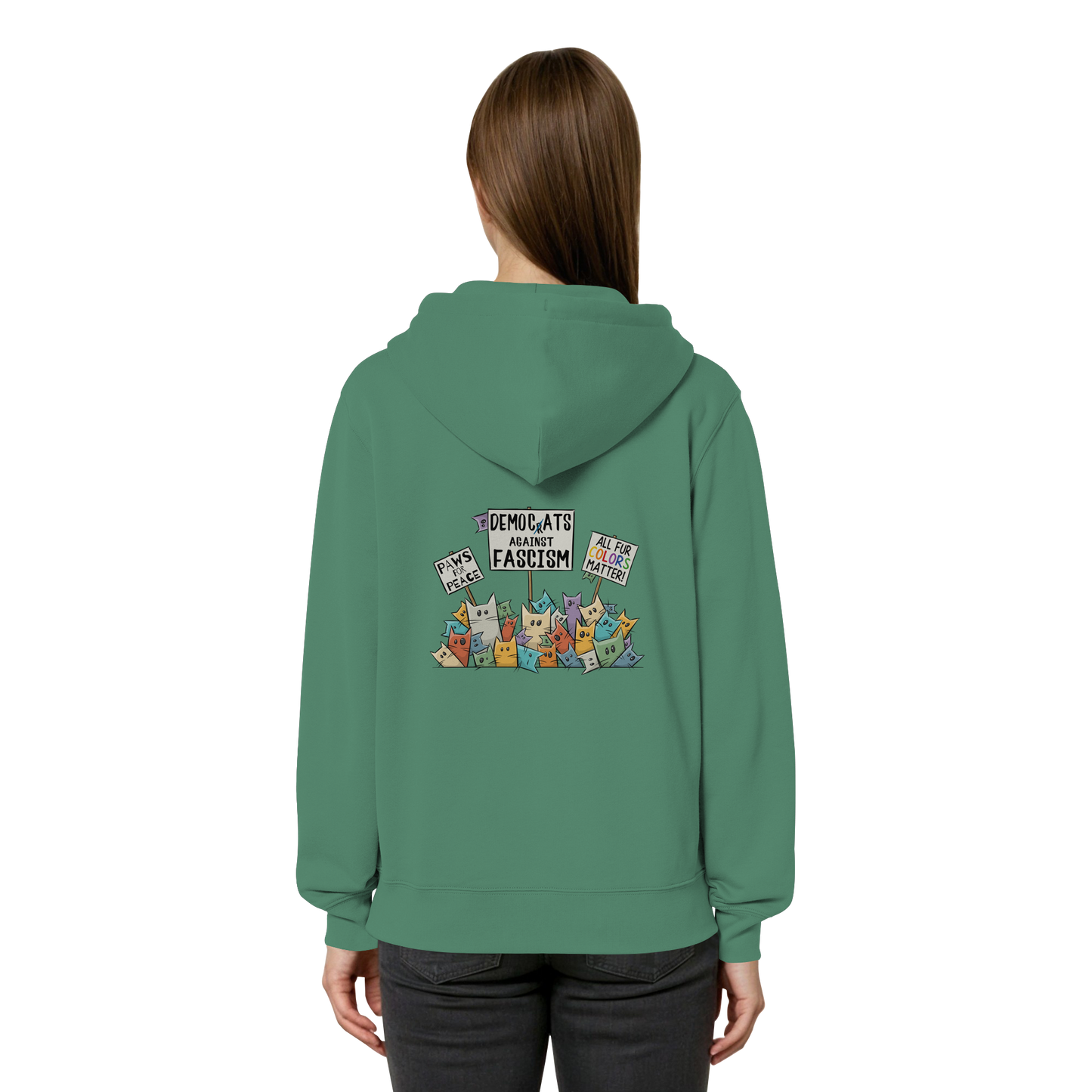 Demo-Katzen gegen Faschismus und für Vielfalt - Organic Relaxed Zipper