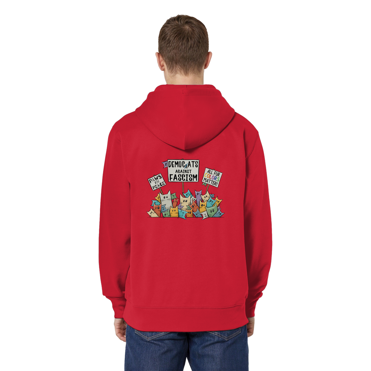 Demo-Katzen gegen Faschismus und für Vielfalt - Organic Relaxed Zipper