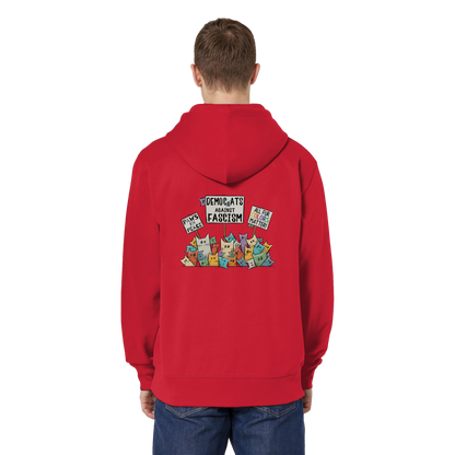 Demo-Katzen gegen Faschismus und für Vielfalt - Organic Relaxed Zipper