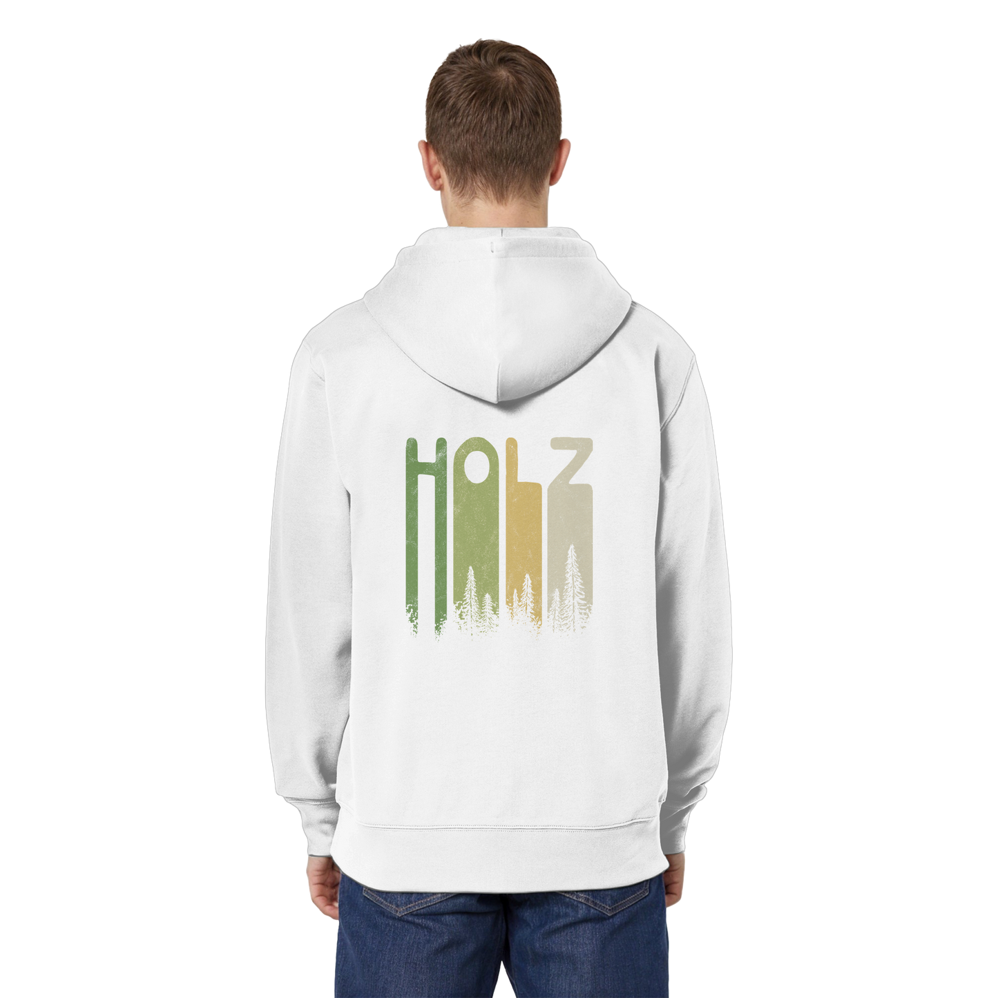 Holz Retro Wald Schriftzug - Organic Relaxed Zipper