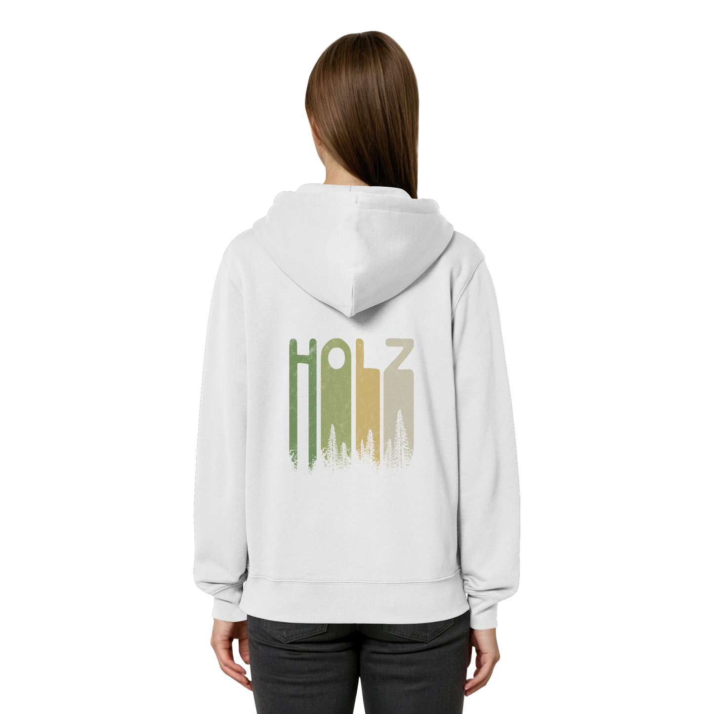 Holz Retro Wald Schriftzug - Organic Relaxed Zipper