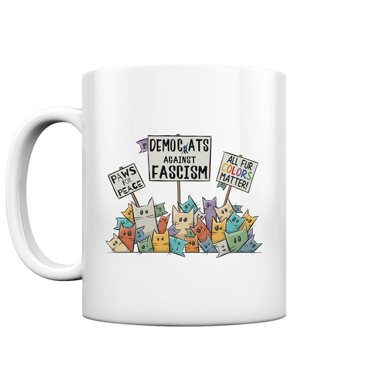 Demo-Katzen gegen Faschismus und für Vielfalt - Tasse glossy