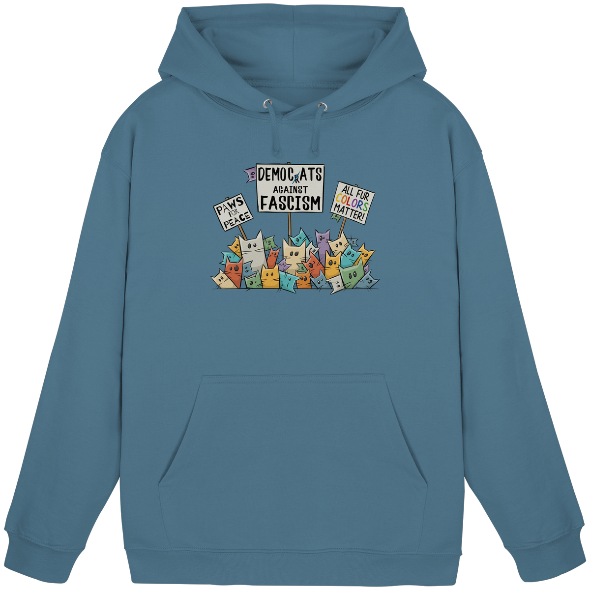 Demo-Katzen gegen Faschismus und für Vielfalt - Basic Unisex Hoodie