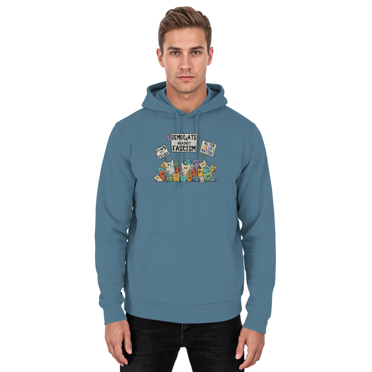 Demo-Katzen gegen Faschismus und für Vielfalt - Basic Unisex Hoodie