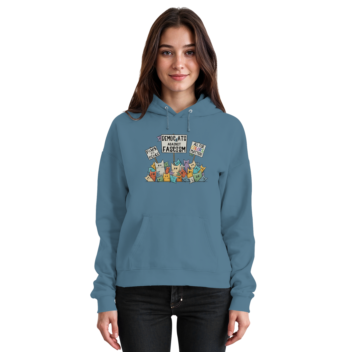 Demo-Katzen gegen Faschismus und für Vielfalt - Basic Unisex Hoodie