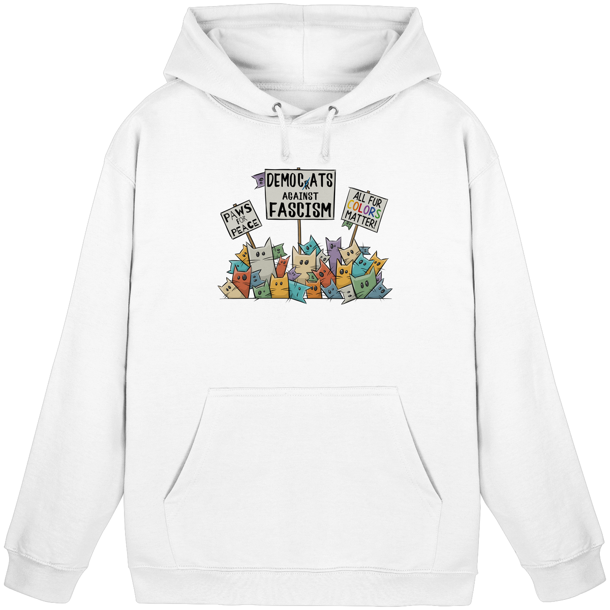 Demo-Katzen gegen Faschismus und für Vielfalt - Basic Unisex Hoodie