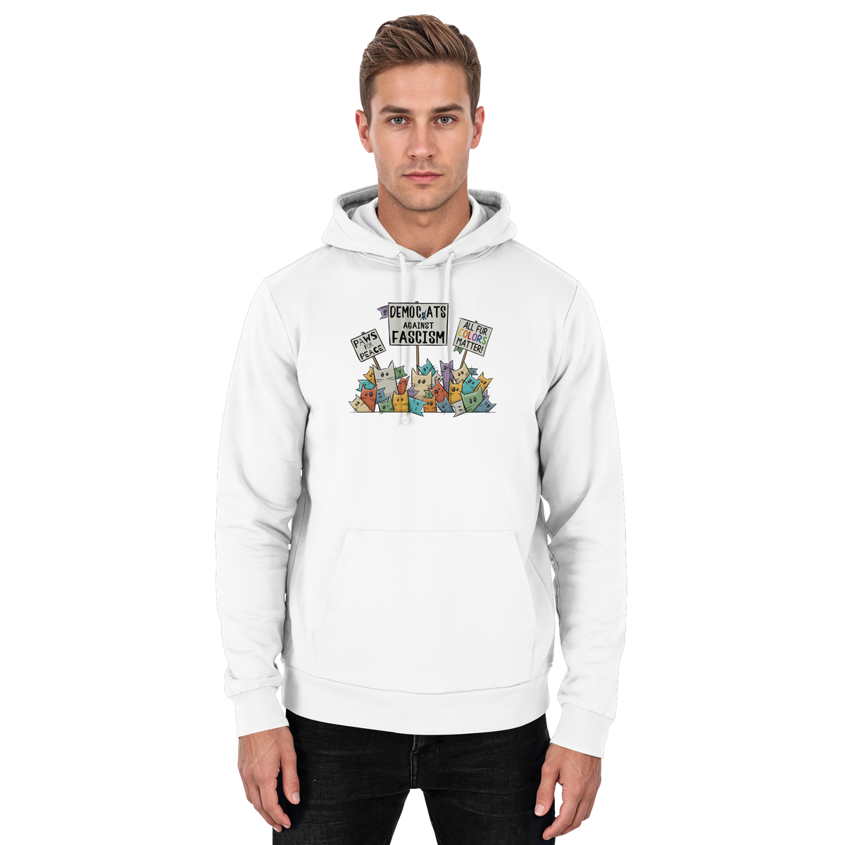 Demo-Katzen gegen Faschismus und für Vielfalt - Basic Unisex Hoodie