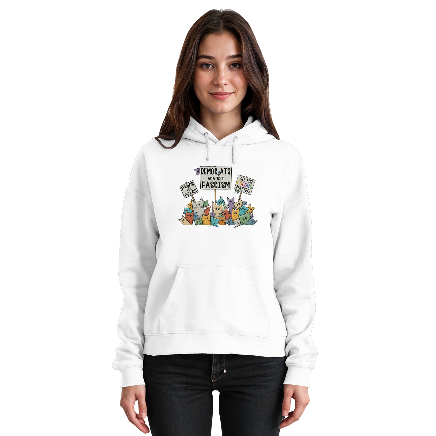 Demo-Katzen gegen Faschismus und für Vielfalt - Basic Unisex Hoodie