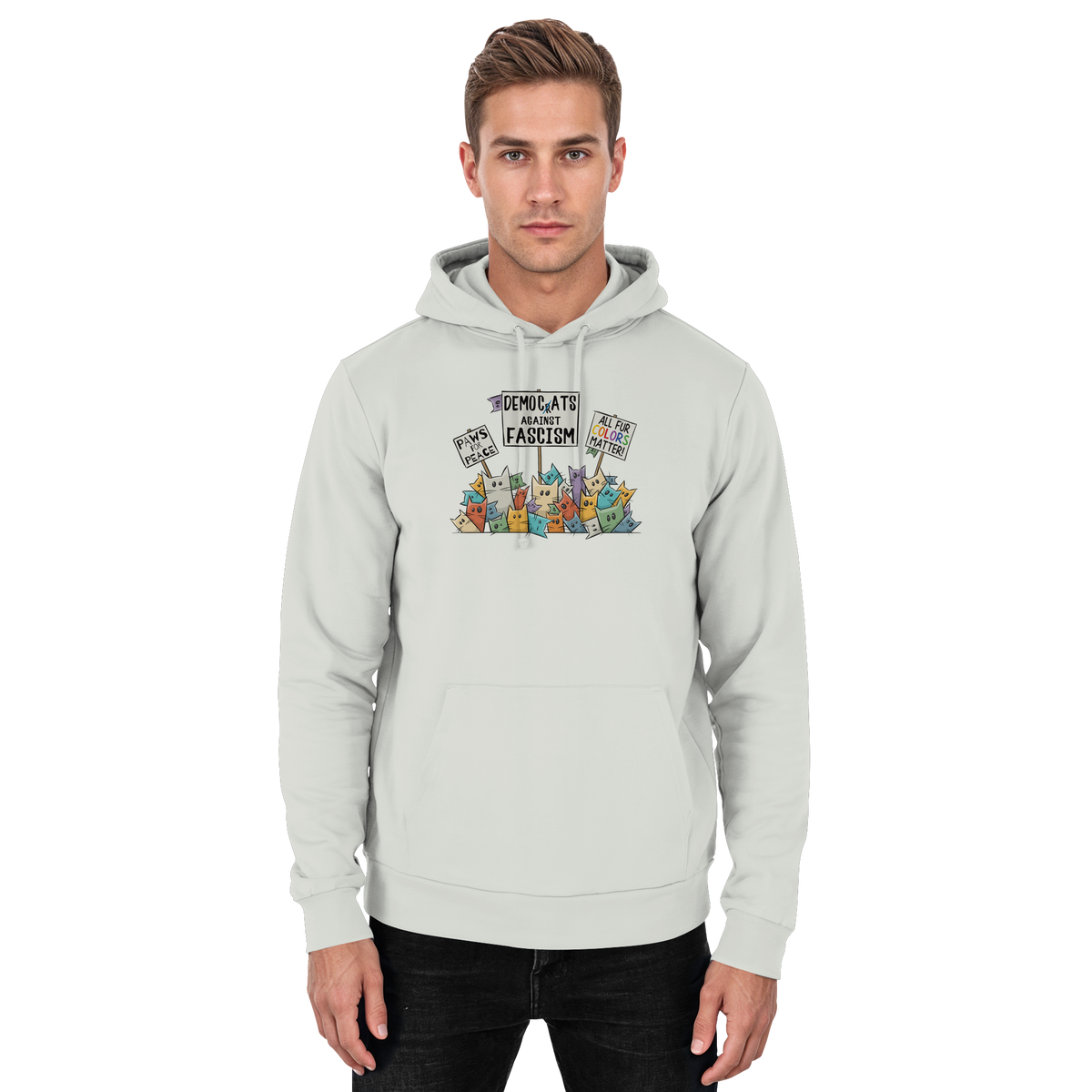 Demo-Katzen gegen Faschismus und für Vielfalt - Basic Unisex Hoodie