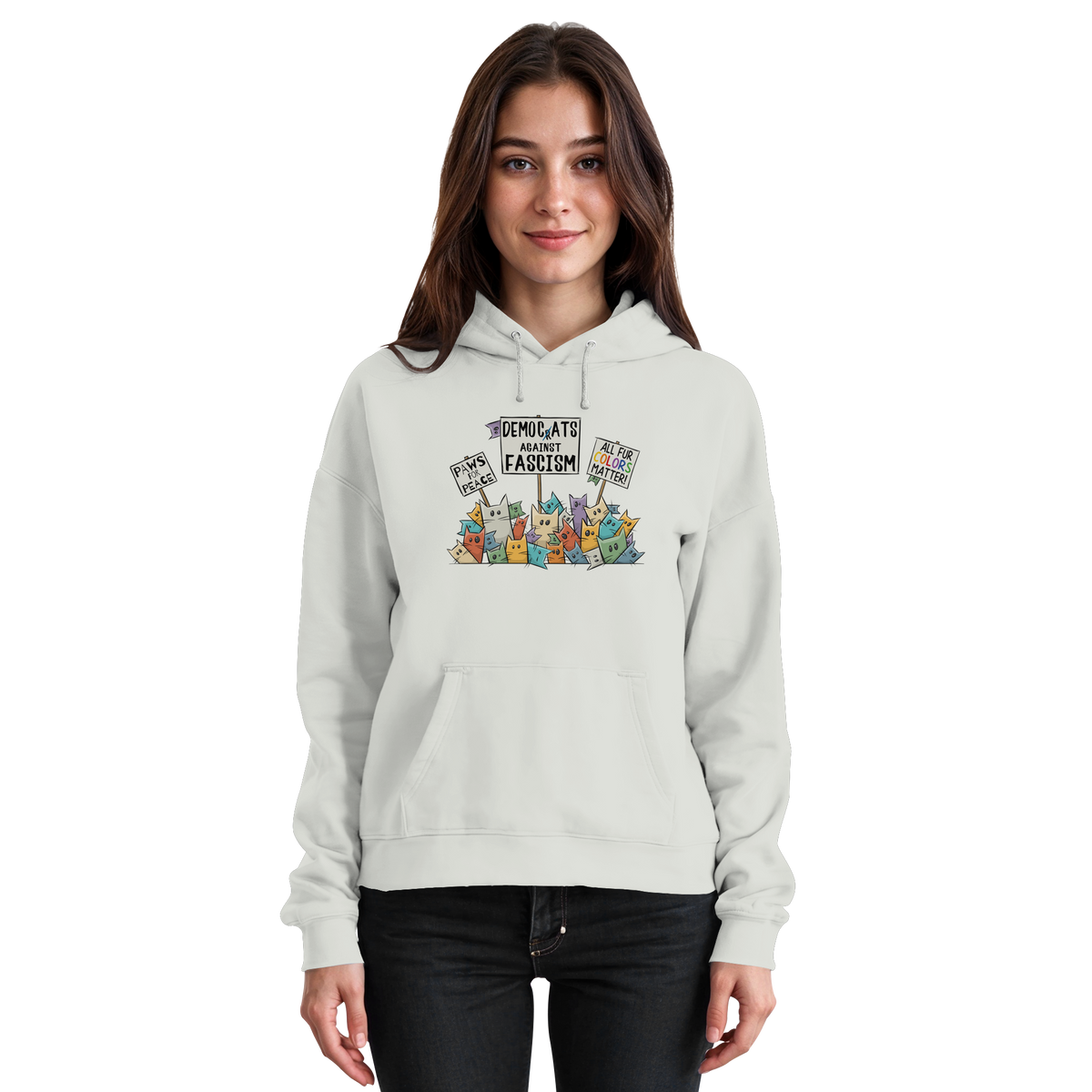 Demo-Katzen gegen Faschismus und für Vielfalt - Basic Unisex Hoodie