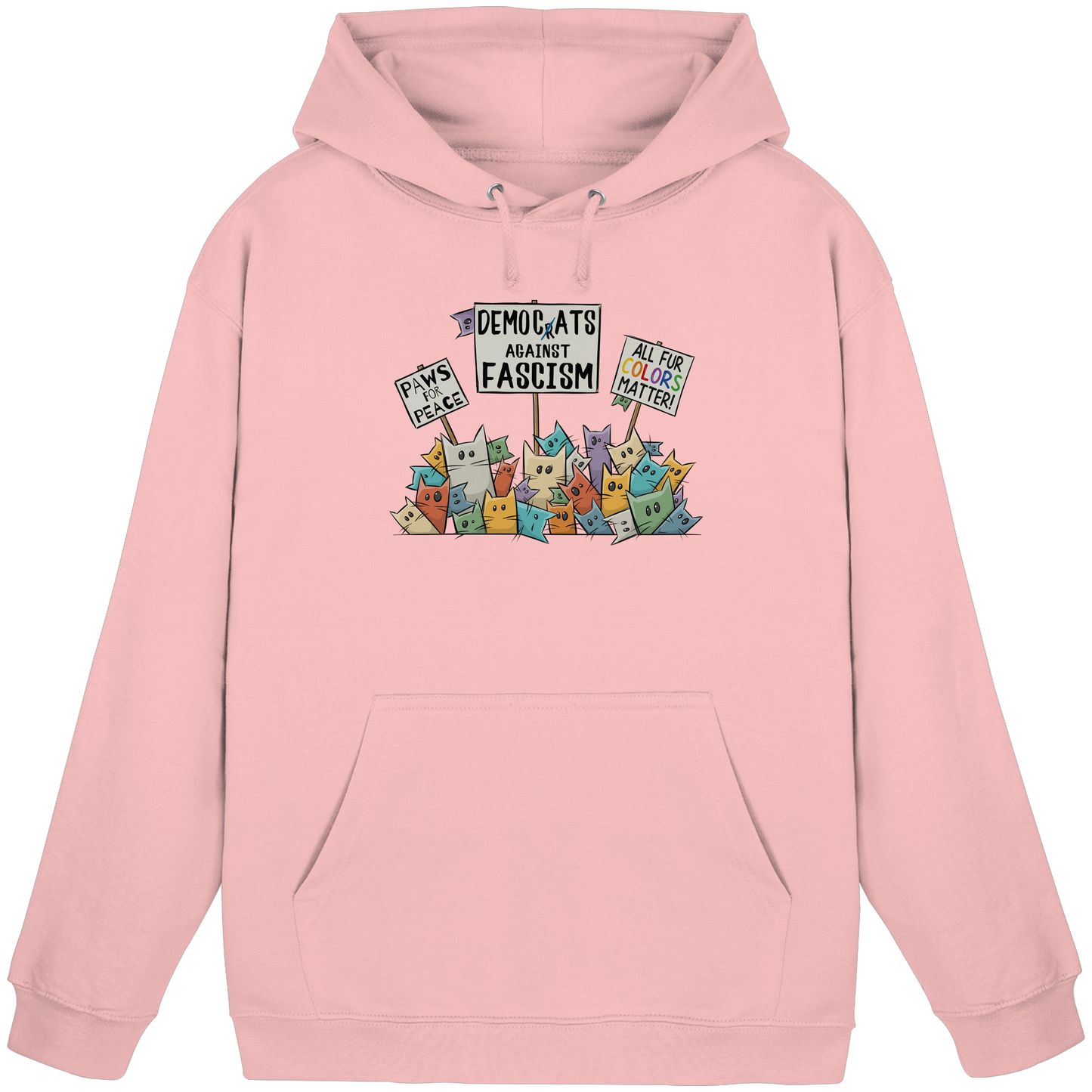 Demo-Katzen gegen Faschismus und für Vielfalt - Basic Unisex Hoodie