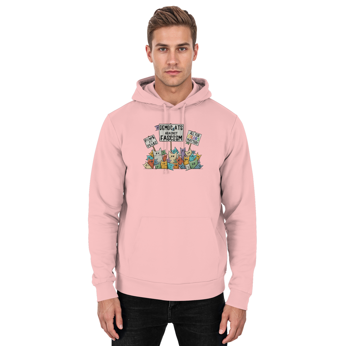 Demo-Katzen gegen Faschismus und für Vielfalt - Basic Unisex Hoodie