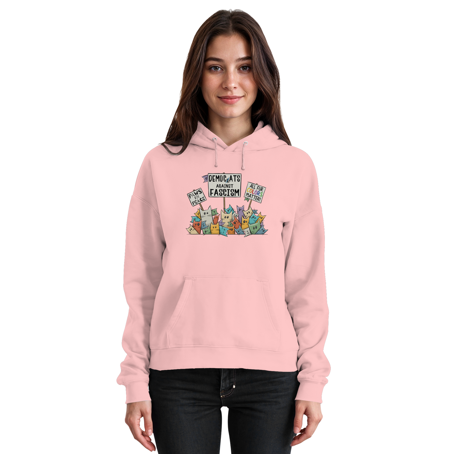 Demo-Katzen gegen Faschismus und für Vielfalt - Basic Unisex Hoodie