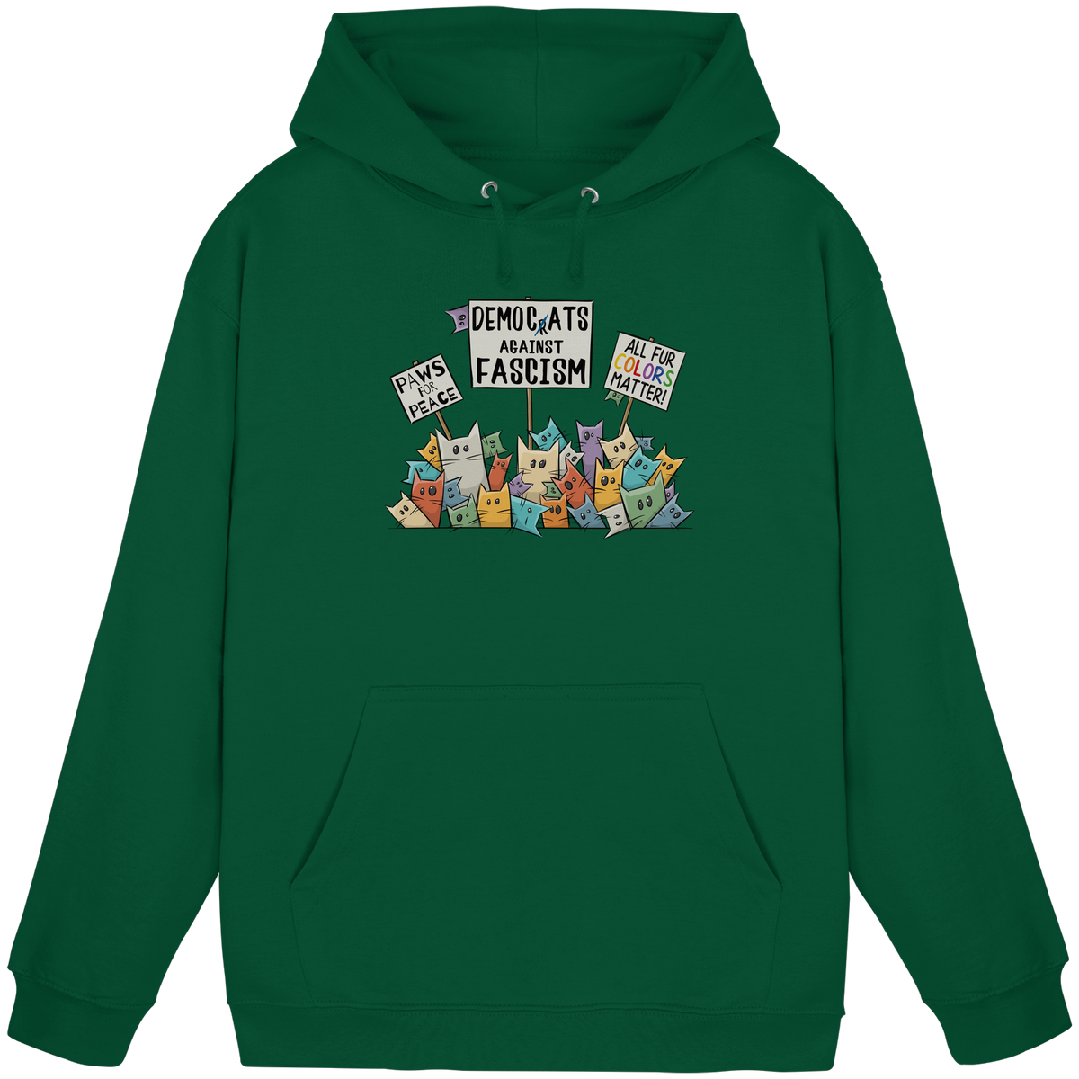 Demo-Katzen gegen Faschismus und für Vielfalt - Basic Unisex Hoodie
