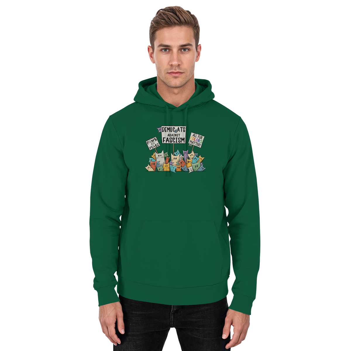 Demo-Katzen gegen Faschismus und für Vielfalt - Basic Unisex Hoodie