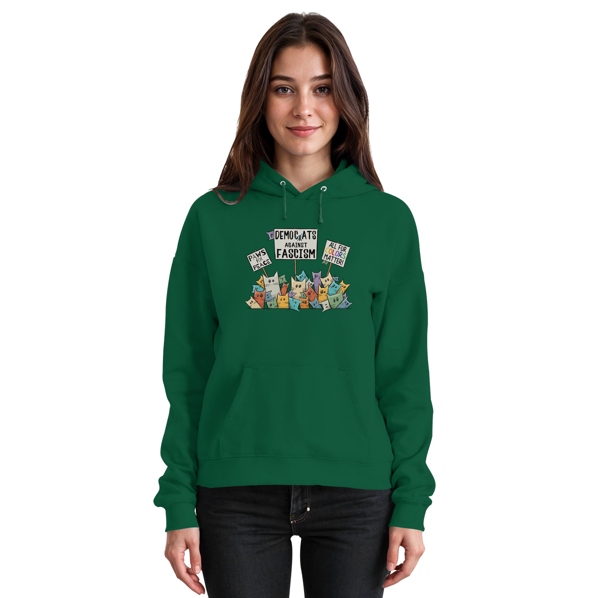 Demo-Katzen gegen Faschismus und für Vielfalt - Basic Unisex Hoodie