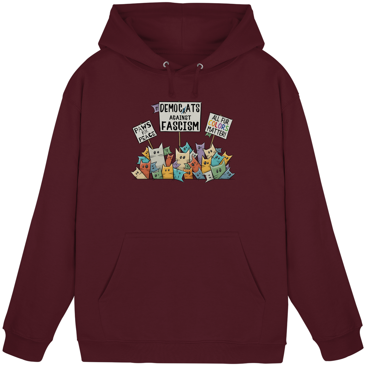 Demo-Katzen gegen Faschismus und für Vielfalt - Basic Unisex Hoodie