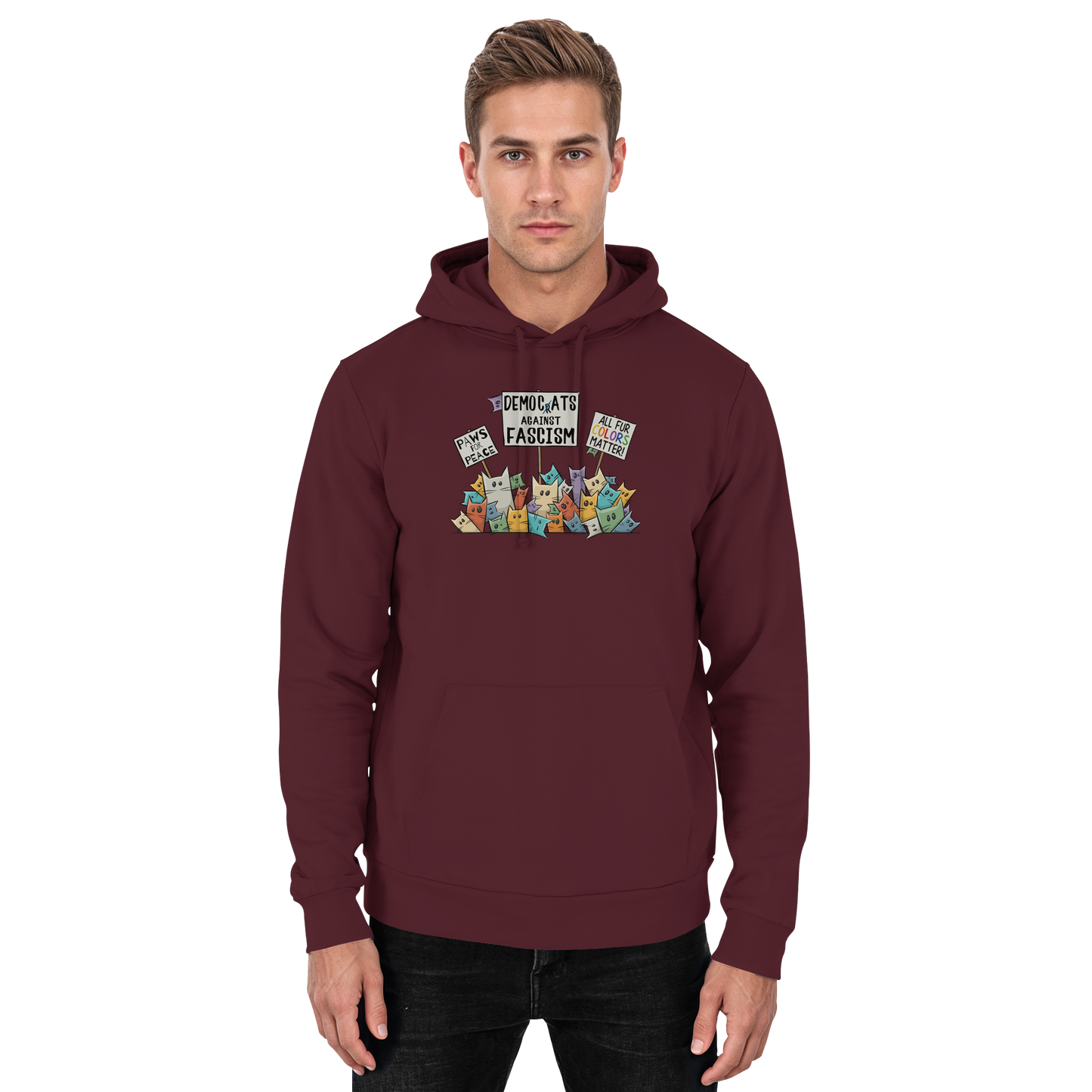 Demo-Katzen gegen Faschismus und für Vielfalt - Basic Unisex Hoodie