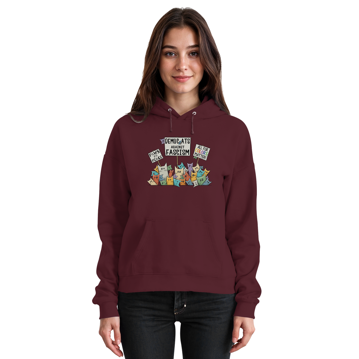 Demo-Katzen gegen Faschismus und für Vielfalt - Basic Unisex Hoodie