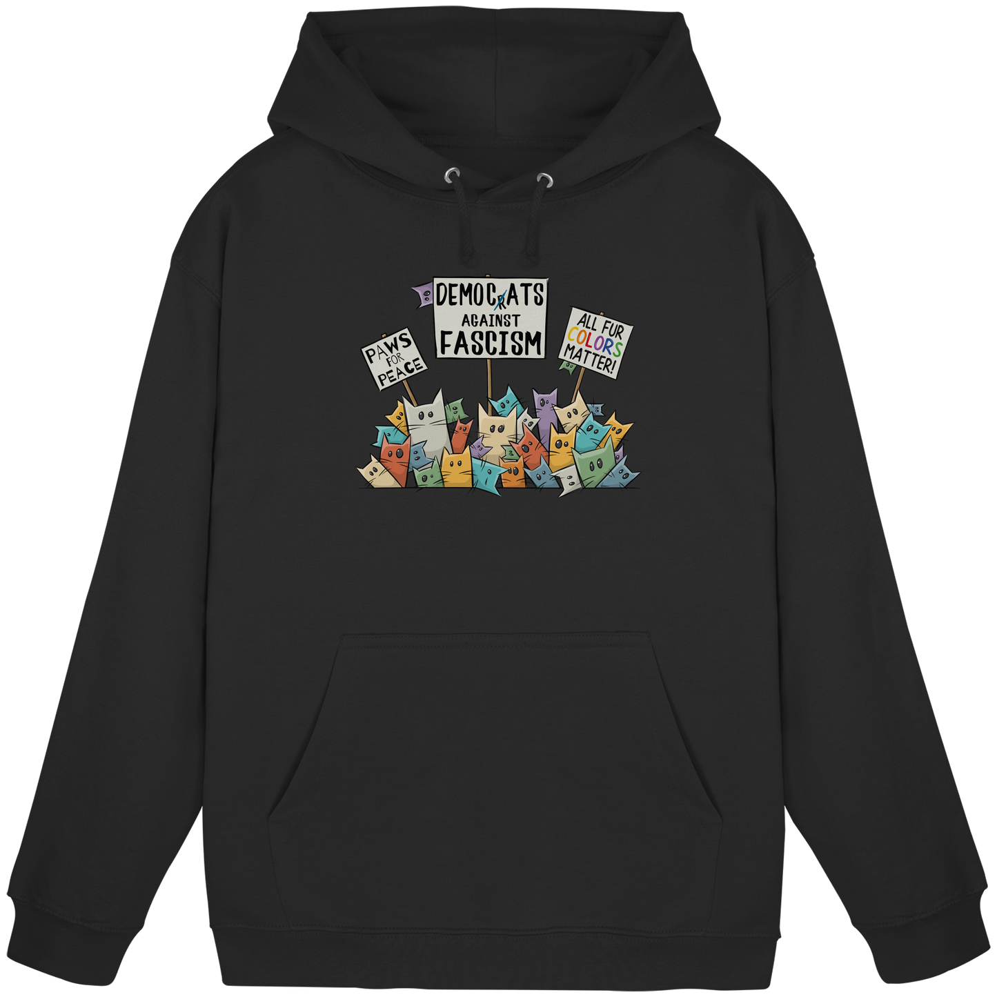 Demo-Katzen gegen Faschismus und für Vielfalt - Basic Unisex Hoodie