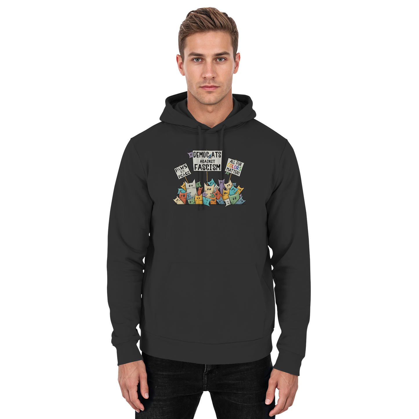 Demo-Katzen gegen Faschismus und für Vielfalt - Basic Unisex Hoodie
