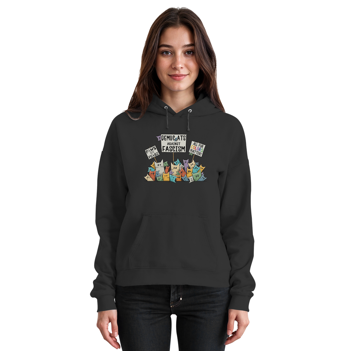 Demo-Katzen gegen Faschismus und für Vielfalt - Basic Unisex Hoodie